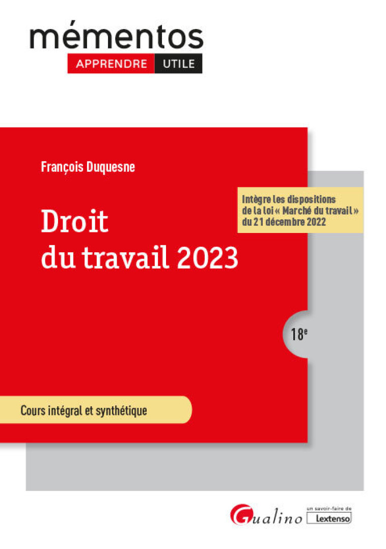 Droit du travail 2023 - François Duquesne - GUALINO