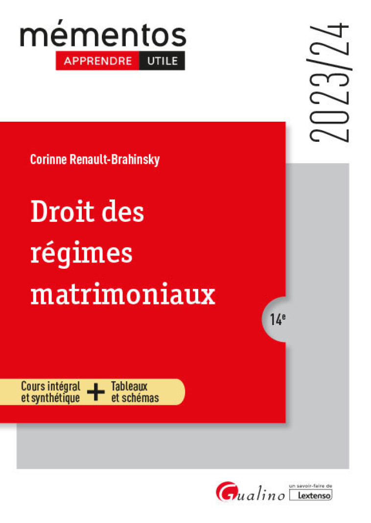 Droit des régimes matrimoniaux - Corinne Renault-Brahinsky - GUALINO