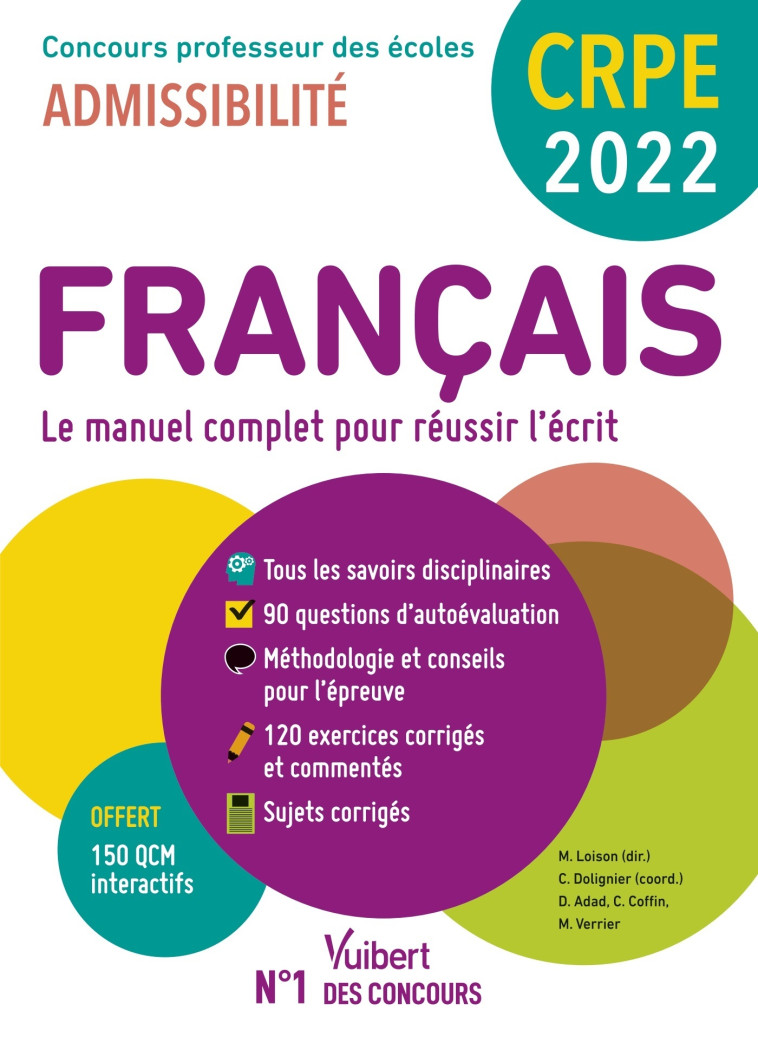 CRPE - Concours Professeur des écoles - Français - Marc Loison, Catherine Dolignier, Clarisse Coffin, Danièle Adad, Matthieu VERRIER - VUIBERT