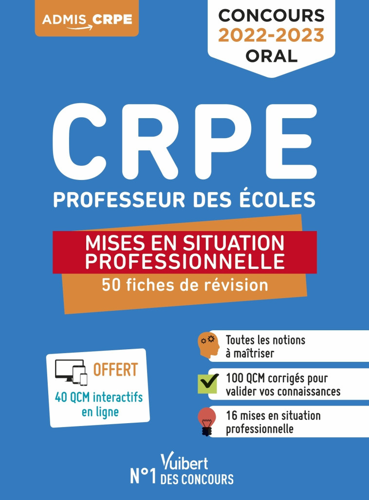 Concours Professeur des écoles - CRPE - Mises en situation professionnelle - 50 fiches de remise à niveau - Marc Loison, Valérie Bouquillon-Sadaune, Dominique Catteau - VUIBERT