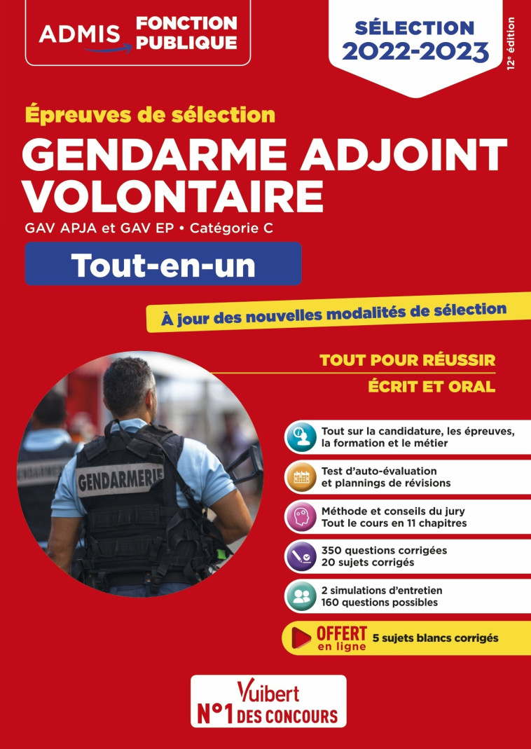 Epreuves de sélection Gendarme adjoint volontaire 2022-2023 - Catégorie C - Tout-en-un - Bernadette Lavaud, François Lavedan - VUIBERT