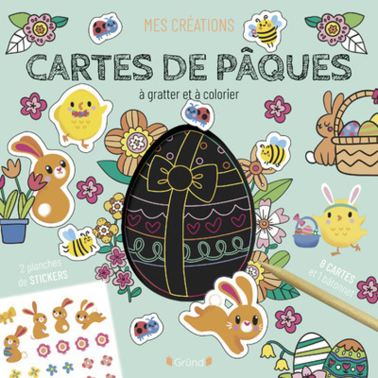 Cartes de Pâques à gratter et à colorier - Estelle Tchatcha - GRUND