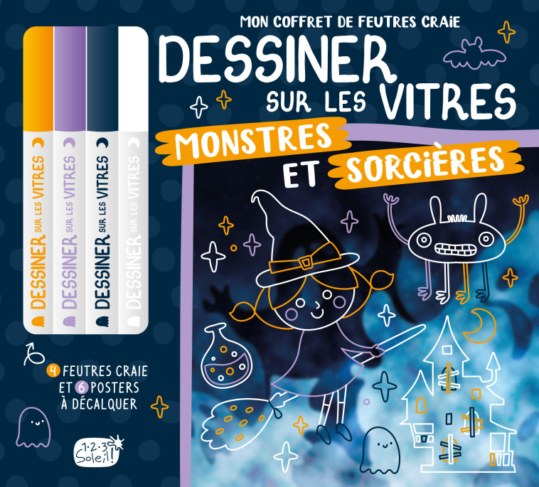 MON COFFRET DE FEUTRES CRAIE - DESSINER SUR LES VITRES MONSTRES ET SORCIÈRES - Atelier Cloro Atelier Cloro - 1 2 3 SOLEIL