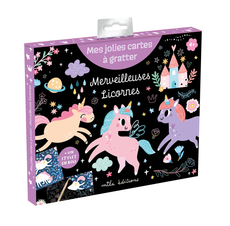 Merveilleuses licornes - Mes jolies cartes à gratter -  Collectif - MILA