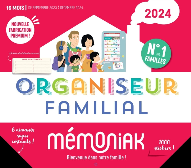 Organiseur familial Mémoniak 2024, calendrier organisation familial mensuel (sept. 2023- déc. 2024) - Nesk Nesk - 365 PARIS