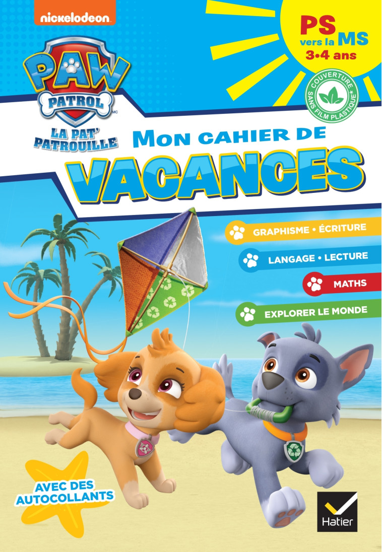 Mon cahier de vacances Pat'Patrouille 2024 PS vers la MS 3/4 ans - Pascale Magni, Rachel Valentin - HATIER