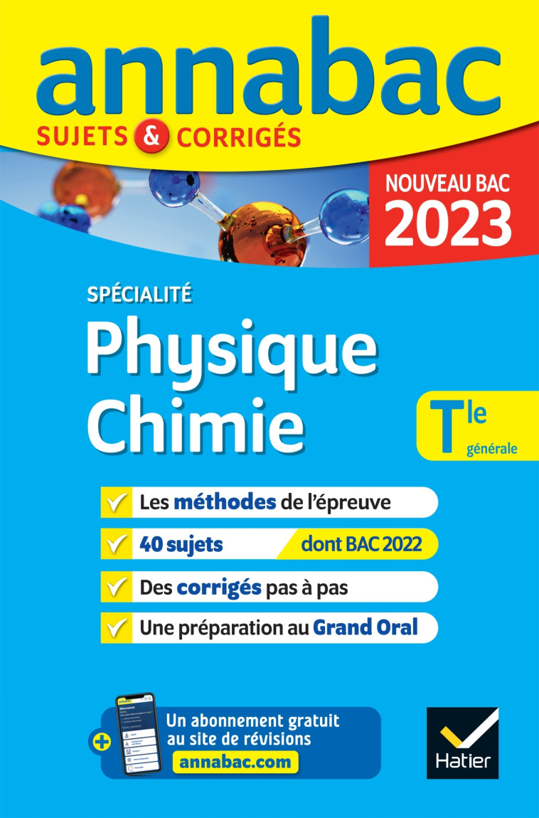 Annales du bac Annabac 2023 Physique-Chimie Tle générale (spécialité) -   - HATIER