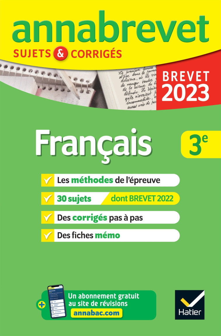 Annales du brevet Annabrevet 2023 Français 3e - Christine Formond, Louise Taquechel - HATIER