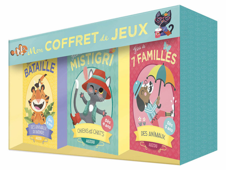 JEUX DE CARTES - MON COFFRET DE JEUX - 7 FAMILLES, MISTIGRI ET BATAILLE - Amy Blay, Miriam BOS, Johnny YANOK - AUZOU