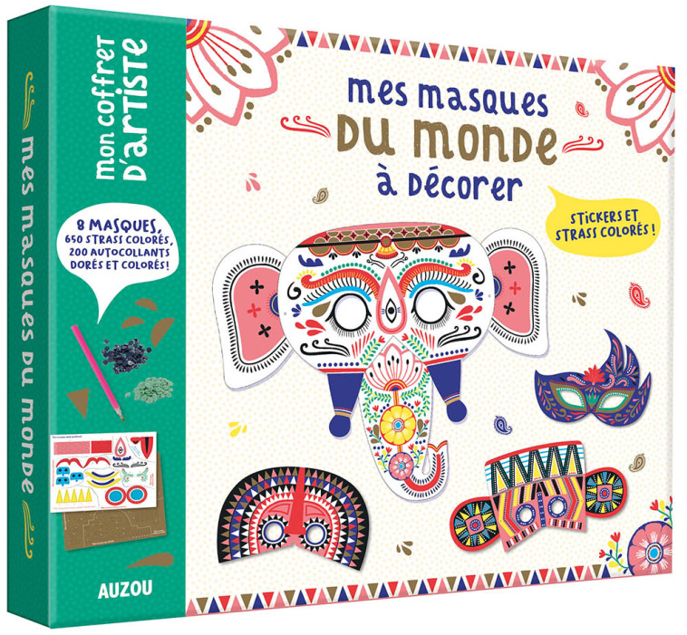 MON COFFRET D'ARTISTE - MES MASQUES DU MONDE À DÉCORER - Émilie Lapeyre - AUZOU