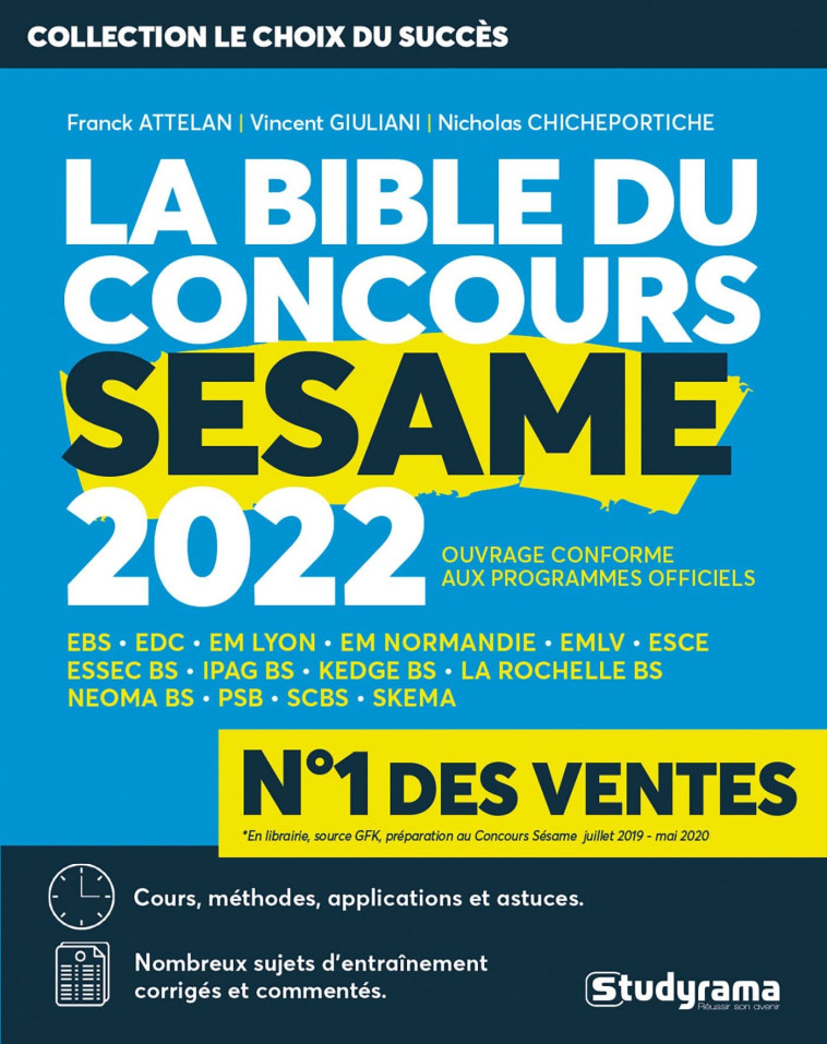 LA BIBLE DU CONCOURS SESAME 2022 - NICHOLAS CHICHEPORTICHE, Vincent Giuliani, Franck Attelan - STUDYRAMA