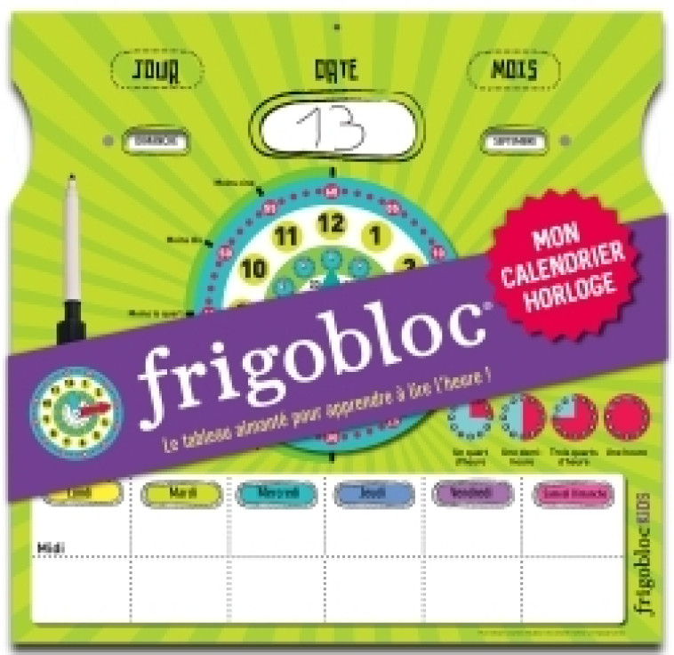 Frigobloc Mon calendrier horloge - Lire l'heure -   - PLAY BAC