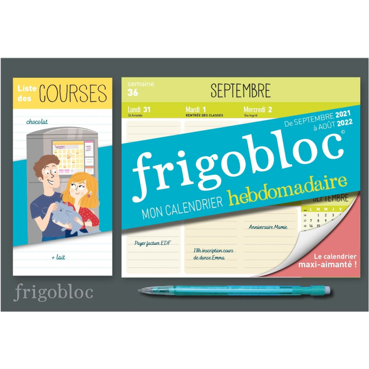 MINI FRIGOBLOC HEBDOMADAIRE 2022 - CALENDRIER D'ORGA. FAMILIALE / SEMAINE (SEPT. 2021- AOUT. 2022) - XXX - PLAY BAC