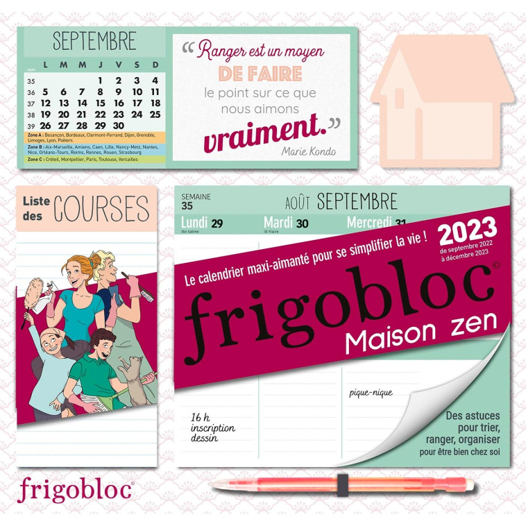 Frigobloc Hebdomadaire 2023 Maison zen (de sept. 2022 à déc. 2023) -  PLAYBAC EDITIONS - PLAY BAC