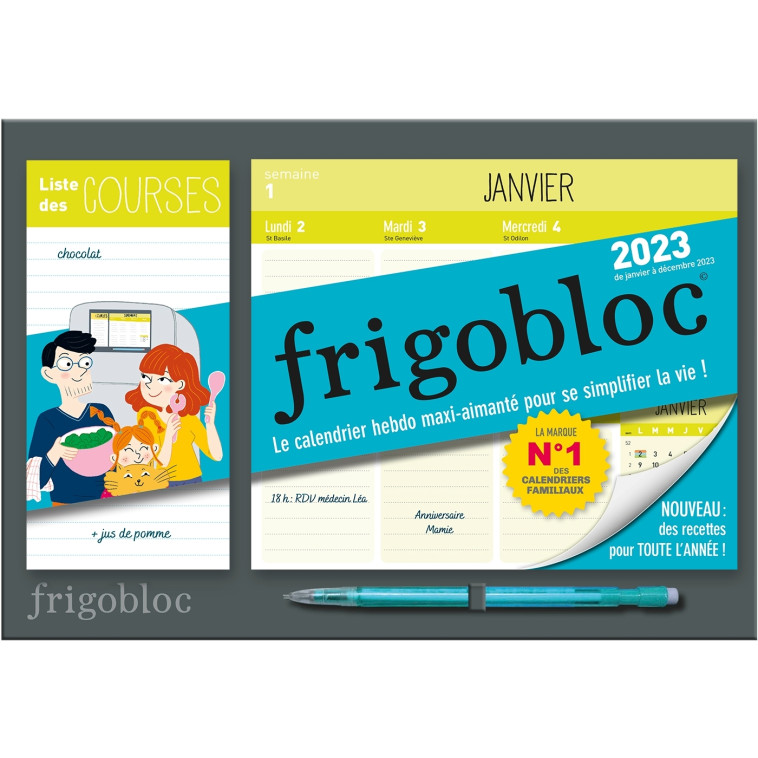 Mini Frigobloc Hebdomadaire 2023 - Calendrier d'organisation familiale / sem  (de janv. à déc. 2023) - XXX - PLAY BAC