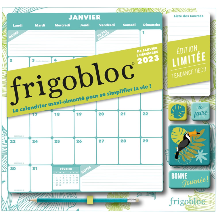 Frigobloc Mensuel 2023 Déco vert (de janv. à déc. 2023) - édition limitée - XXX - PLAY BAC