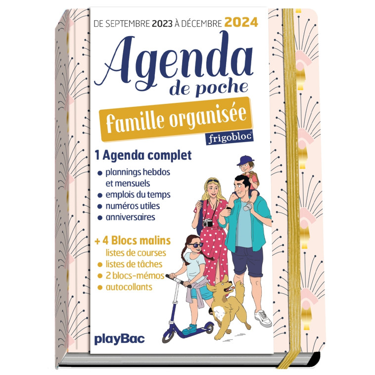 Agenda de poche 2024 de la famille organisée - rose (de sept. 2023 à déc. 2024) -   - PLAY BAC