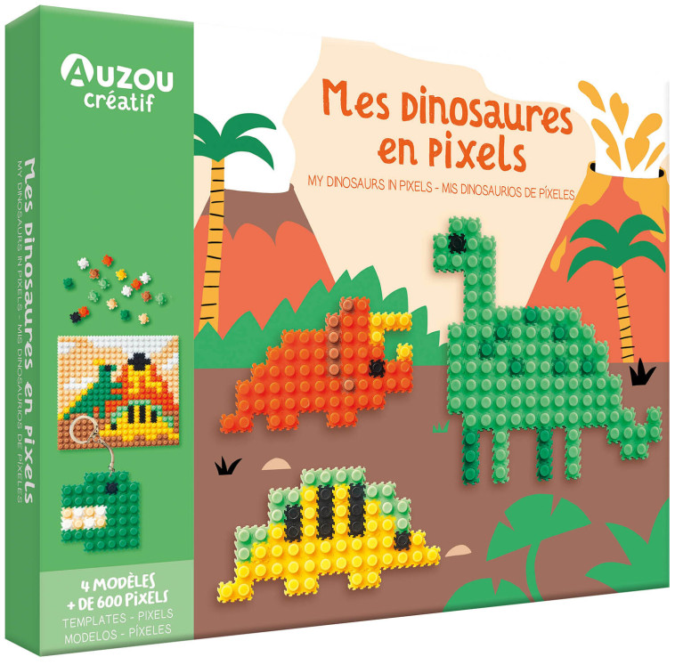 MON COFFRET D'ARTISTE - MES CRÉATIONS EN PIXELS - DINOSAURES - Jessica Das - AUZOU