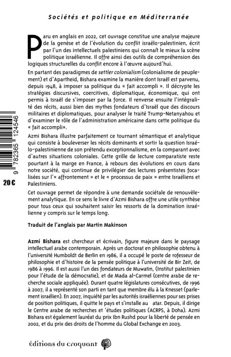 Palestine. Vérité et justice - Azmi Bishara - CROQUANT