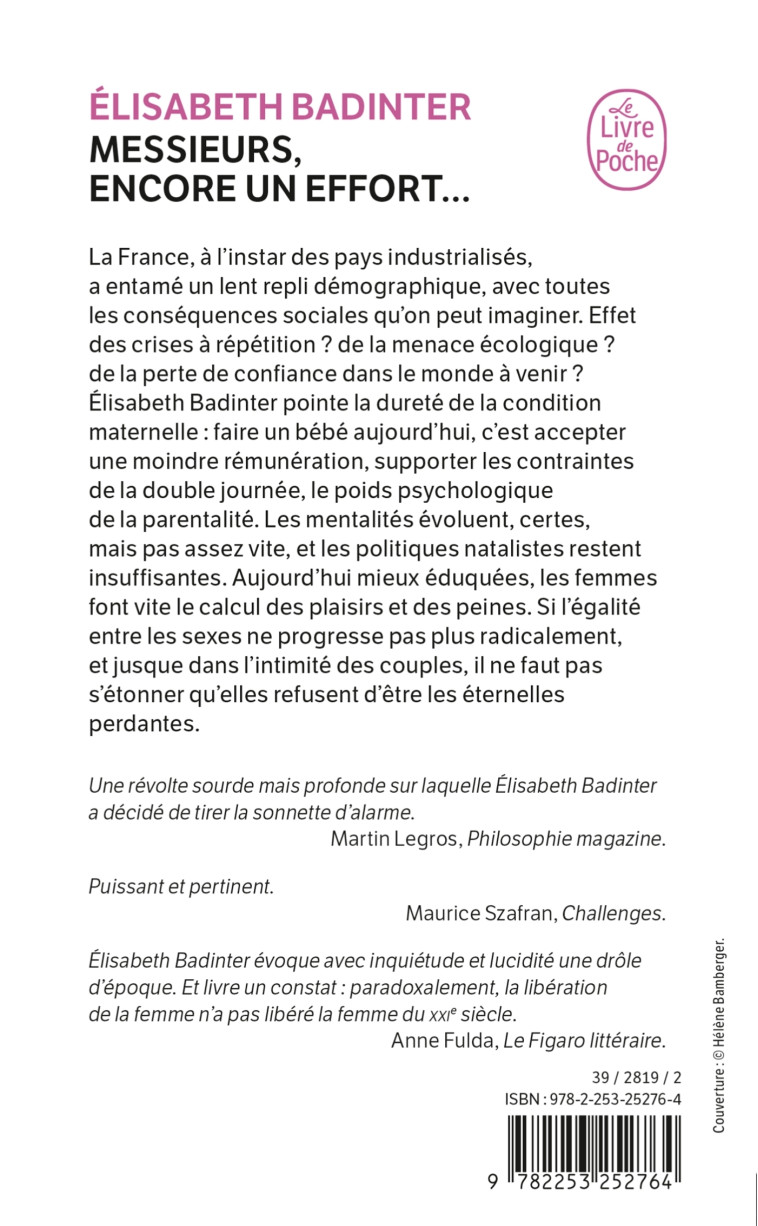 Messieurs, encore un effort... - Elisabeth Badinter - LGF