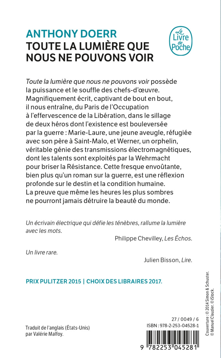 Toute la lumière que nous ne pouvons voir - Anthony Doerr - LGF