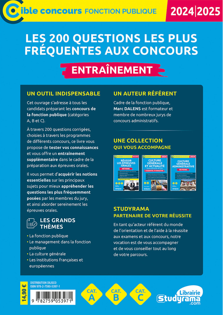 Les 200 questions les plus fréquentes aux concours - Entraînement - Marc Dalens - STUDYRAMA